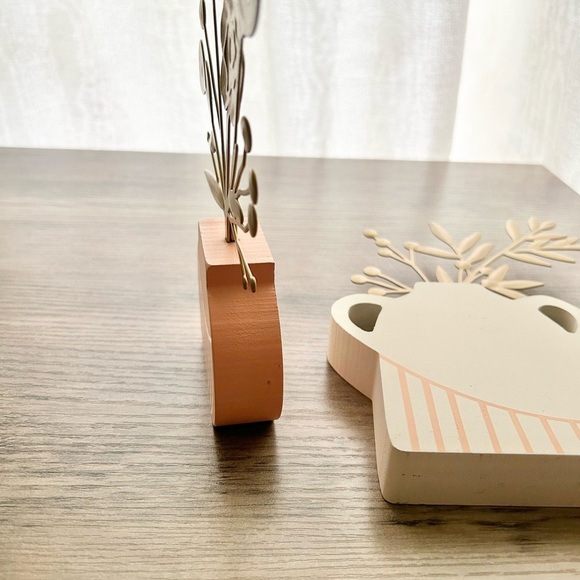 Set of (2) Ashland Decorative Wooden Vases with Gold Metal Accents - Picture 7 of 7